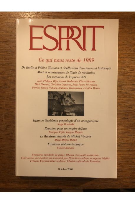 Revue Esprit Octobre 2009, Ce qui nous reste de 1989