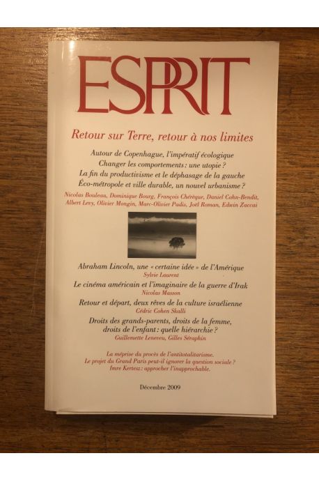 Revue Esprit Décembre 2009, Retour sur terre, retour à nos limites