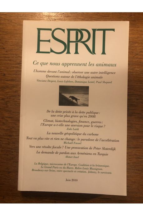 Revue Esprit Juin 2010, Ce que nous apprennent les animaux