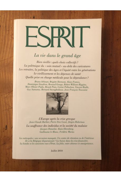 Revue Esprit Juillet 2010, La vie dans le grand âge