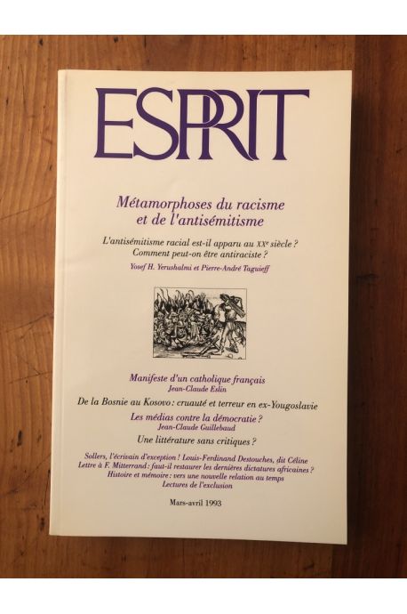 Revue Esprit Mars-Avril 1993 Métamorphoses du racisme et de l'antisémitisme