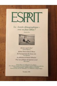 Revue Esprit Novembre 1995 La "bombe démographique" vrai ou faux débat ?