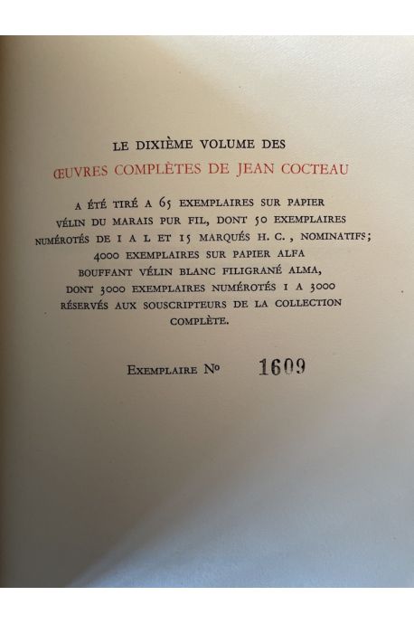 Oeuvres complètes de Jean Cocteau Volume X