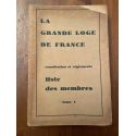 La grande loge de France, Constitution et réglements, Liste des membres, Volume 1