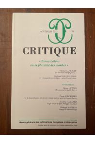 Critique N°786 Novembre 2012, Bruno Latour ou la pluralité des mondes
