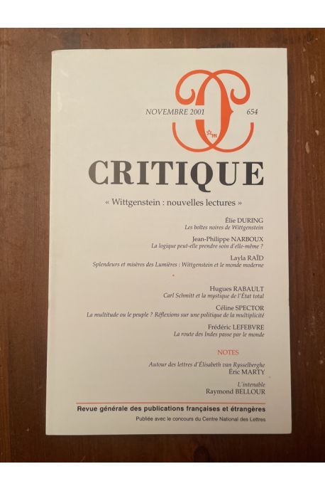 Critique N°654 Novembre 2001