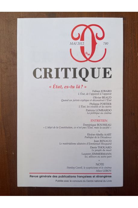 Critique N°780 Mai 2012, Etat, es-tu là ?