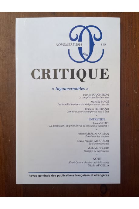 Critique N°810 Novembre 2014, Ingouvernables