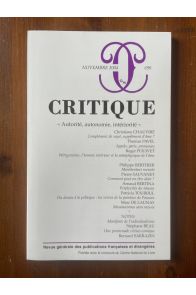 Critique N°690 Novembre 2004, Autorité, autonomie, intériorité