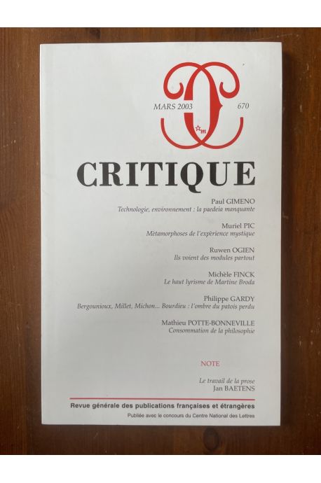 Critique N°670 Mars 2003