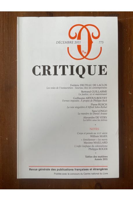 Critique N°775 Décembre 2011