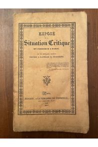 Exposé de la situation critique du commerce à Paris et de quelques moyens propres à rappeler sa prospérité