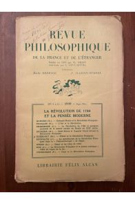 Revue philosophique de la France et de l'Etranger, La révolution de 1789 et la pensée moderne