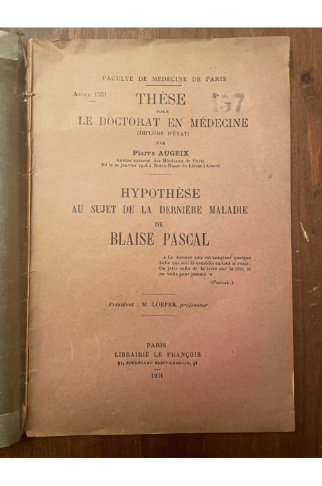 Hypothèse au sujet de la dernière maladie de Blaise Pascal